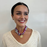 Scarf Necklace Round Pendant with Emerald Cut Diamond