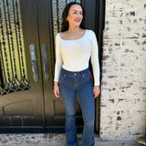 Longsleeve Scoop Neck Top in Ivory