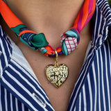 Scarf Necklace with Heart Starburst Charm