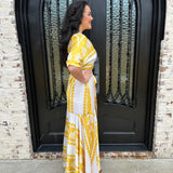 Lavi Isabella One Shoulder Maxi Dress in Yellow
