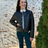 Bonheur Faux Leather Quilted Jacket in Black