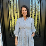 Annaleigh Stripe Dress in Indigo