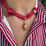 Scarf Necklace with Textured Football Charm