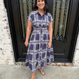 Nautical Midi Dress in Navy