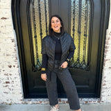 Anorak Quilted Chevron Short Sleeve Jacket in Black