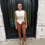 Asymmetrical Button Detail Top in Cream