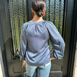 Sabrina V-Neck Blouse in Deep Navy