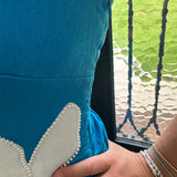 Haley Pearl Embroidery Dress in Blue/White
