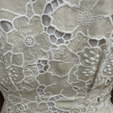 Lacey Pleated Waist Half Front Button Up Eyelet Maxi