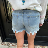 Medium Wash Distressed Denim Cutoffs