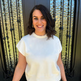 Ridge Short Sleeve Sweater in Cream