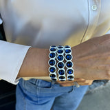 Crystal Circles Stretch Bracelet in Navy and White