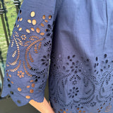 Pia Eyelet Top in Navy