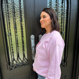 Colorful Christmas Tree Crewneck Sweatshirt in Pink