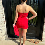 Liza Wrap Skirt Mini Dress in Red