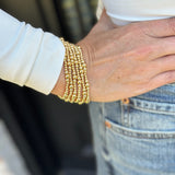 Alternating Beaded Stretch Bracelet in Gold