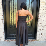Wilhamina Braided Detail Midi Dress in Black