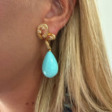 Gold Turquoise Drop Dangle Statement Earrings