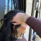 Pearl & Gold Beaded Stretch Bracelet in Gold