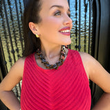 Scarf Necklace with Chunky Enamel Chain in Tort