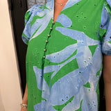 Cline Green & Blue Midi Dress