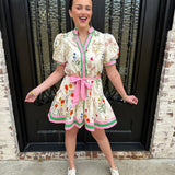 Sami Floral Fit and Flare Dress in Cream (available in PLUS sizes)