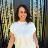 Ridge Short Sleeve Sweater in Cream