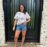 USA Stripe Top in White