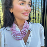 Multi Purple Mix Beaded 6 Layered Necklace