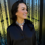 Scarf Necklace with Helmet and Elephant Oval Pendant