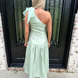 One Shoulder Midi Dress in Sage