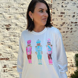 Sarah Sweatshirt Three Nutcrackers in White
