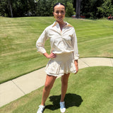 Drop Waist Mini Shirt Dress in Ivory