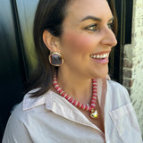 Fuchsia & Gold Big Square Ice Earrings