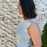 Metallic Crewneck Sweater in White