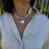 Scarf Necklace with Orange Helmet