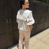 Oversized Collar Floral Blouse in Ivory