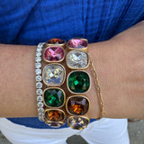 Multi Color Stone Cushion Cut Stretch Bracelet