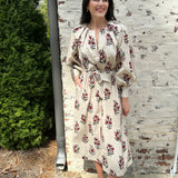 Franny Floral Dress in Ecru