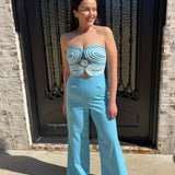 Ashton Jumpsuit in Aqua Blue