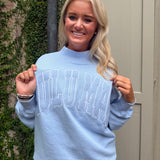 Lulu Mac Mockneck Terry Cloth long sleeve in Light Blue