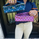 Mary Square Kiss and Makeup Mini Bag in Pink Floral and Venice Vines