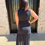 Kate Knit Button Top & Pleated Chiffon Midi Skirt Set