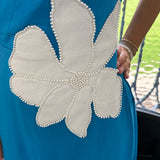 Haley Pearl Embroidery Dress in Blue/White