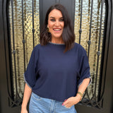 Helenor Whipstitch Top in Navy