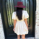 Ruthie Bubble Hem Shirt Dress in Eggshell