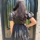 Ruthie Bubble Hem Shirt Dress in Black