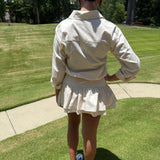 Drop Waist Mini Shirt Dress in Ivory