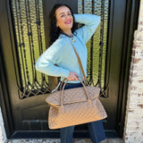 Quilted Weekender Bag in Beige