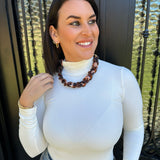 Scarf Necklace with Chunky Enamel Chain in Tort